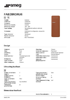Product informatie SMEG koelkast oranje FAB28RDRU6