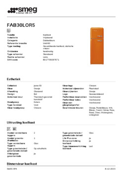 Product informatie SMEG koelkast oranje FAB30LOR5