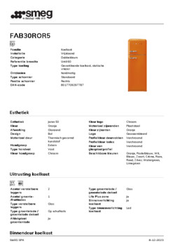 Product informatie SMEG koelkast oranje FAB30ROR5