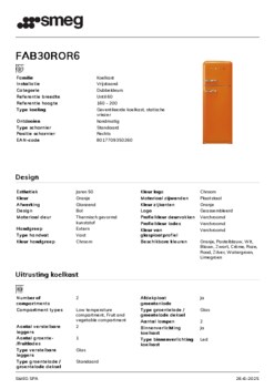Product informatie SMEG koelkast oranje FAB30ROR6