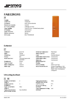 Product informatie SMEG koelkast oranje FAB32ROR5