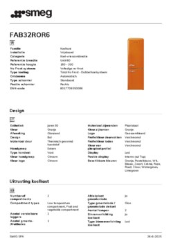 Product informatie SMEG koelkast oranje FAB32ROR6
