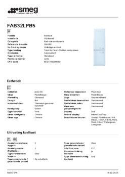 Product informatie SMEG koelkast pastelblauw FAB32LPB5