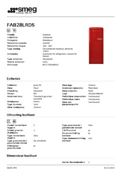 Product informatie SMEG koelkast rood FAB28LRD5