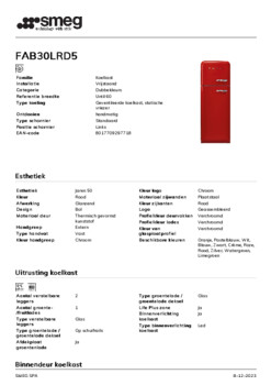 Product informatie SMEG koelkast rood FAB30LRD5