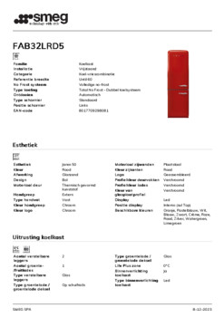 Product informatie SMEG koelkast rood FAB32LRD5