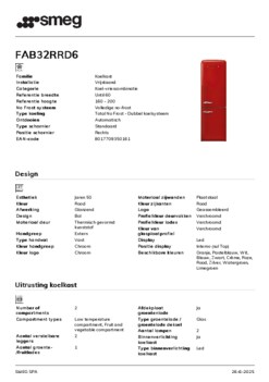 Product informatie SMEG koelkast rood FAB32RRD6