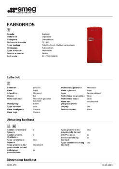 Product informatie SMEG koelkast rood FAB50RRD5