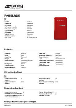 Product informatie SMEG koelkast rood FAB5LRD5