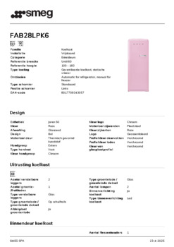 Product informatie SMEG koelkast roze FAB28LPK6