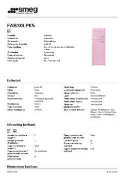Product informatie SMEG koelkast roze FAB30LPK5