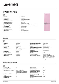 Product informatie SMEG koelkast roze FAB32RPK6
