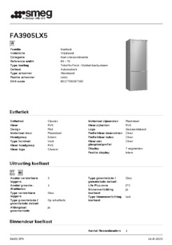 Product informatie SMEG koelkast rvs FA3905LX5