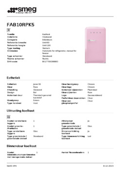 Product informatie SMEG koelkast tafelmodel roze FAB10RPK5
