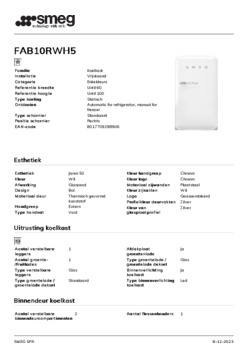 Product informatie SMEG koelkast tafelmodel wit FAB10RWH5