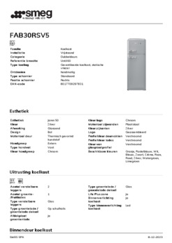 Product informatie SMEG koelkast zilver FAB30RSV5