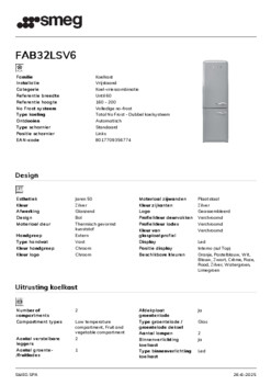 Product informatie SMEG koelkast zilver FAB32LSV6