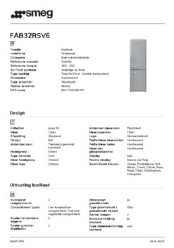 Product informatie SMEG koelkast zilver FAB32RSV6