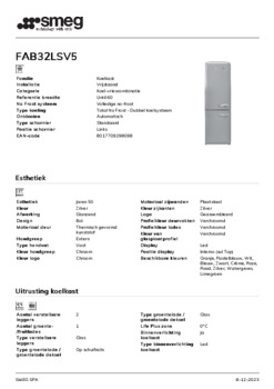 Product informatie SMEG koelkast zilver metallic FAB32LSV5