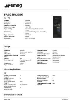 Product informatie SMEG koelkast zwart FAB28RDBB6
