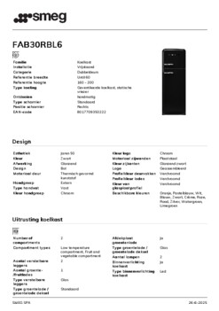 Product informatie SMEG koelkast zwart FAB30RBL6