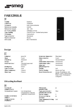 Product informatie SMEG koelkast zwart FAB32RBL6