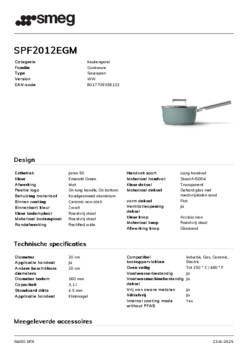 Product informatie SMEG kookpan groen SPF2012EGM