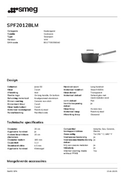 Product informatie SMEG kookpan zwart SPF2012BLM