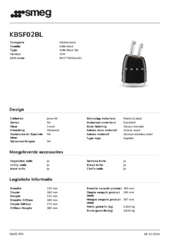 Product informatie SMEG messenset KBSF02BL
