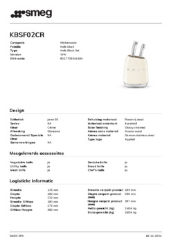 Product informatie SMEG messenset KBSF02CR