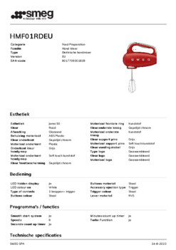 Product informatie SMEG mixer rood HMF01RDEU