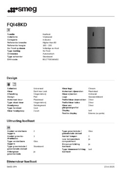 Product informatie SMEG side by side koelkast FQI48KD