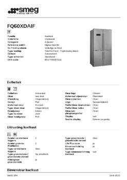 Product informatie SMEG side by side koelkast rvs FQ60XDAIF