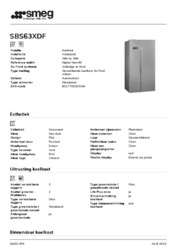 Product informatie SMEG side by side koelkast rvs look SBS63XDF