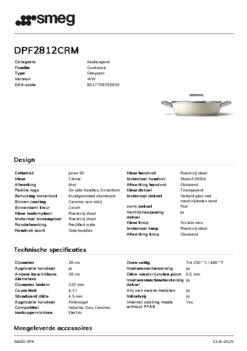 Product informatie SMEG smoorpan creme DPF2812CRM