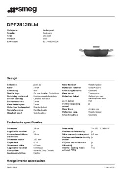 Product informatie SMEG smoorpan zwart DPF2812BLM