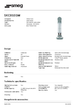 Product informatie SMEG soda maker Emerald Green SKC01EGM