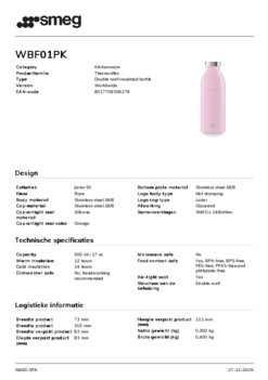 Product informatie SMEG waterfles WBF01PK