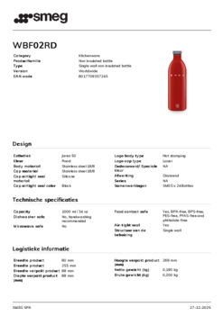 Product informatie SMEG waterfles WBF02RD