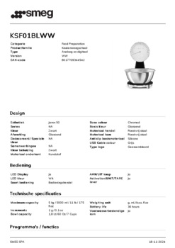 Product informatie SMEG weegschaal KSF01BLWW