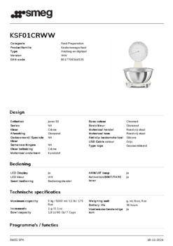 Product informatie SMEG weegschaal KSF01CRWW
