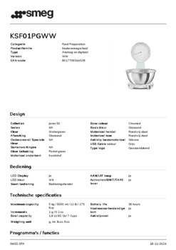 Product informatie SMEG weegschaal KSF01PGWW