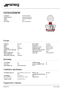 Product informatie SMEG weegschaal KSF01RDWW