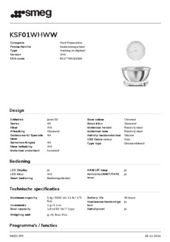 Product informatie SMEG weegschaal KSF01WHWW