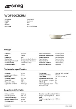 Product informatie SMEG wokpan creme WOF3002CRM