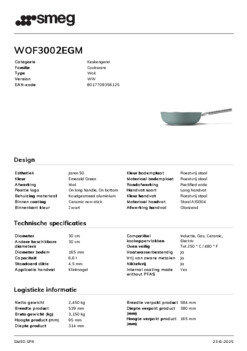 Product informatie SMEG wokpan groen WOF3002EGM