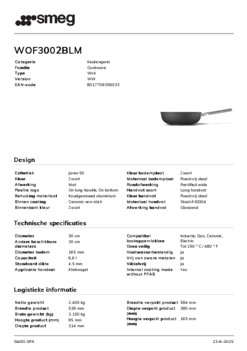 Product informatie SMEG wokpan zwart WOF3002BLM