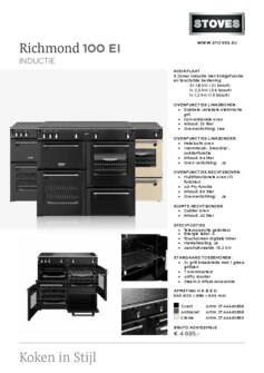 Product informatie STOVES fornuis inductie RICHMOND 100 EI TCH ZWART