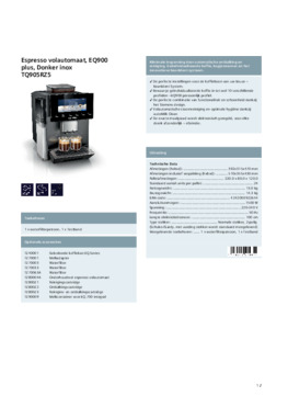 Product informatie Siemens koffiemachine TQ905RZ5