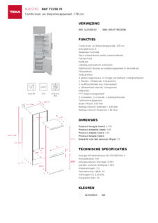 Product informatie TEKA koelkast inbouw RBF73350FI